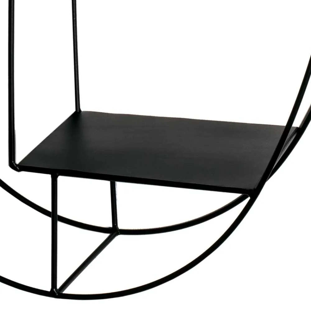 Wohnen Schwarze Möbel|Esszimmerregale*44x71x16 Ovales Wandregal aus Metall in Schwarz - Jaglyn