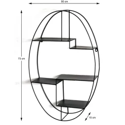 Wohnen Schwarze Möbel|Esszimmerregale*44x71x16 Ovales Wandregal aus Metall in Schwarz - Jaglyn