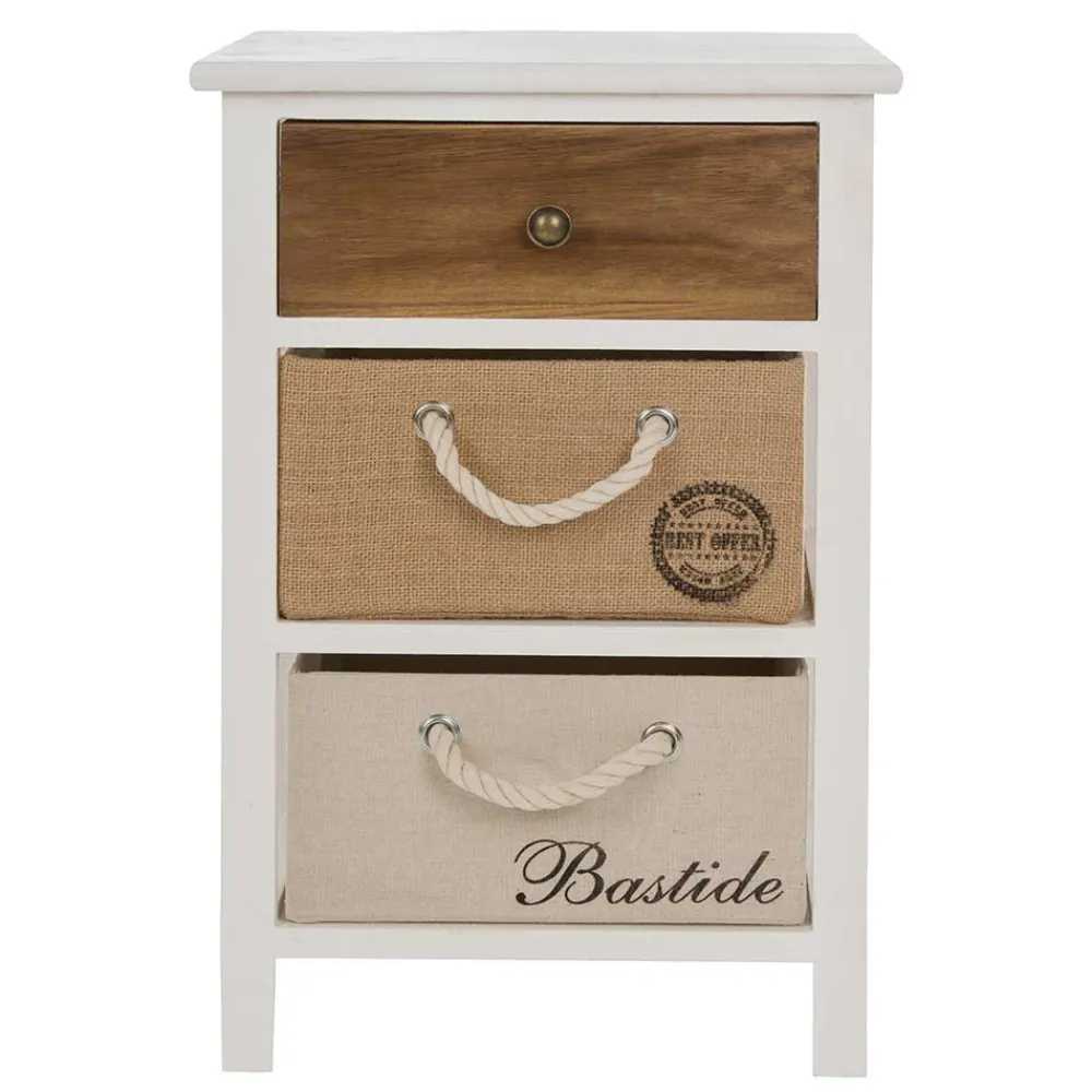 Wohnen 38x57x28 Paulownia Kommode in Weiß & Braun - Amare