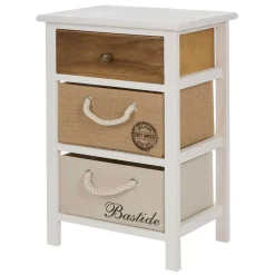 Wohnen 38x57x28 Paulownia Kommode in Weiß & Braun - Amare