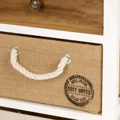 Wohnen 38x57x28 Paulownia Kommode in Weiß & Braun - Amare