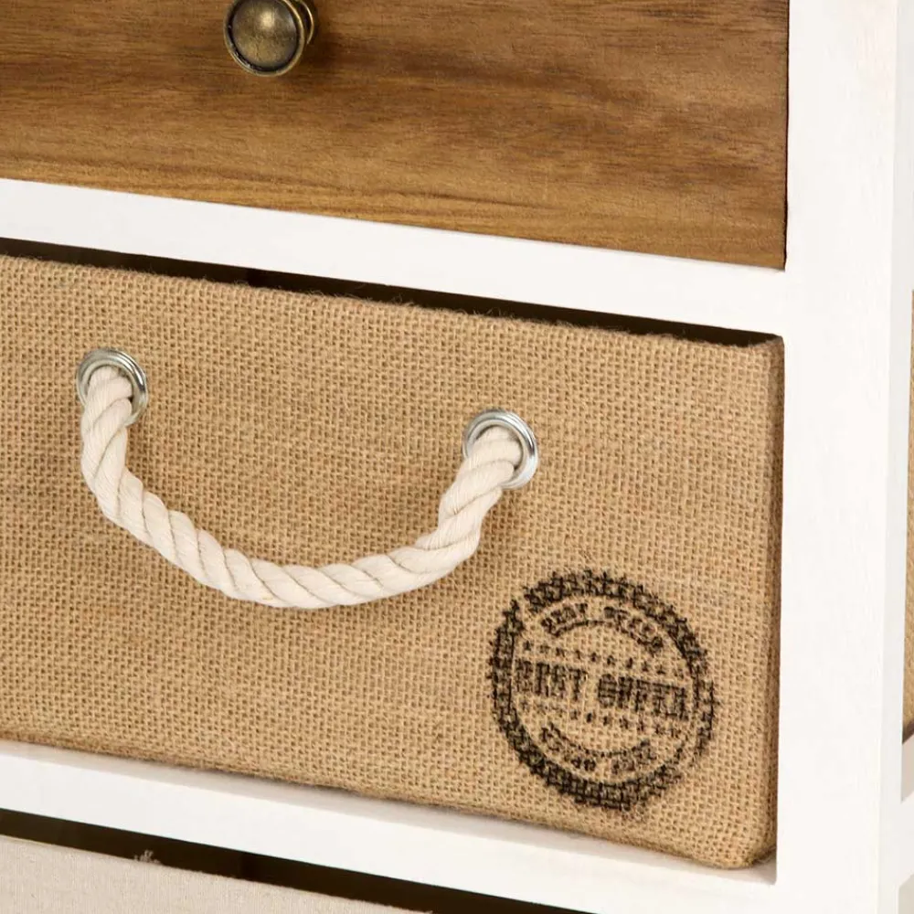 Wohnen 38x57x28 Paulownia Kommode in Weiß & Braun - Amare