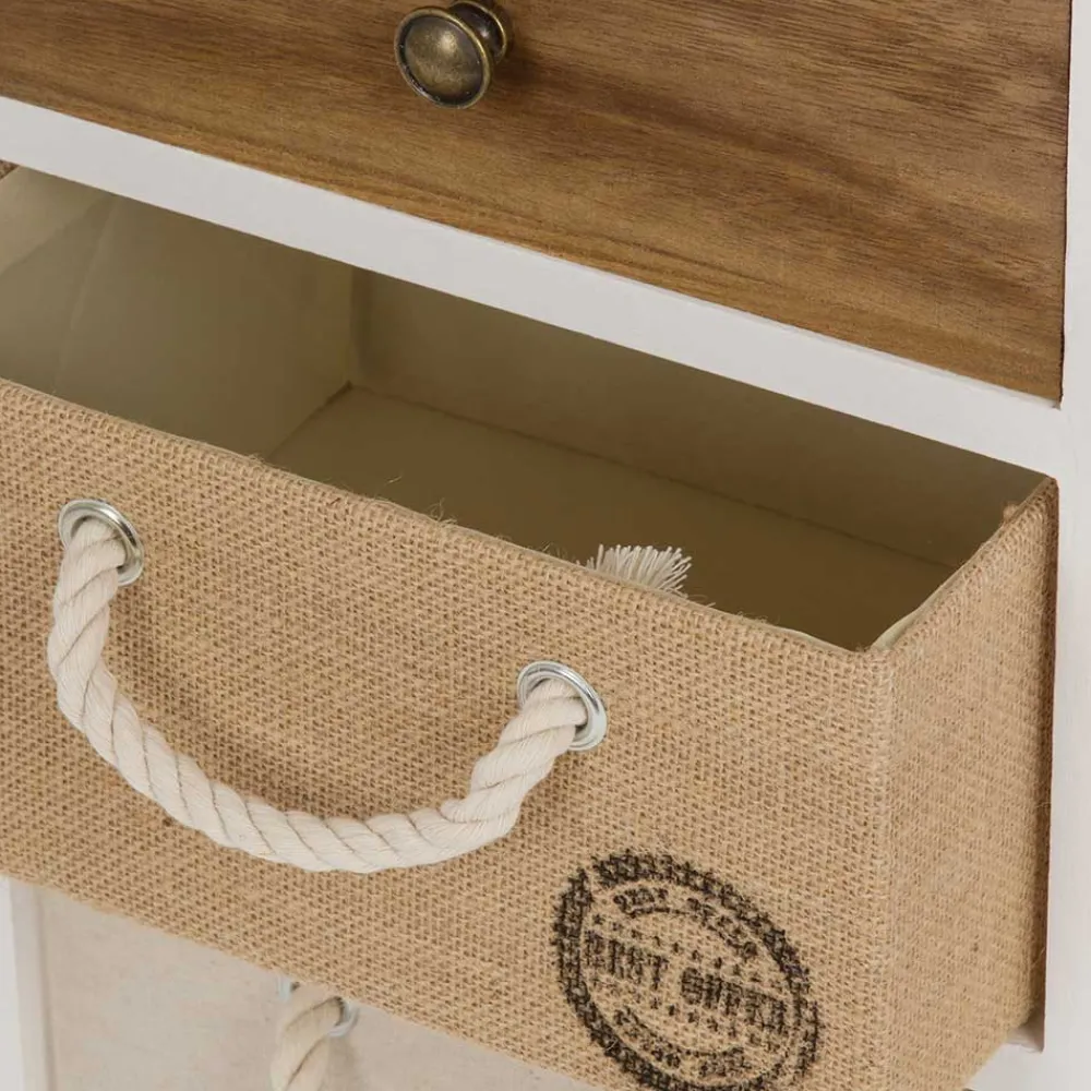 Wohnen 38x57x28 Paulownia Kommode in Weiß & Braun - Amare