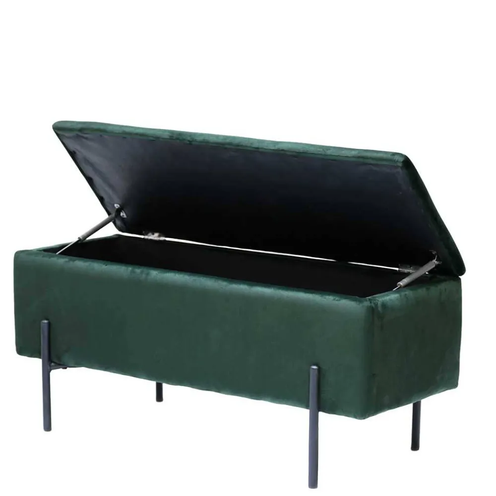Wohnen 95x46x37 Polsterbank in Grün Samt - Vongura