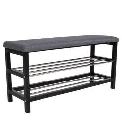 Wohnen Schwarze Möbel|Graue Möbel*100x50x34 Polsterbank mit 2 Schuhablagen - Reddi