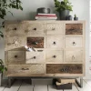 Wohnen 110x91x37 Recyclingholz Kommode mit 14 Schubladen - Emirello