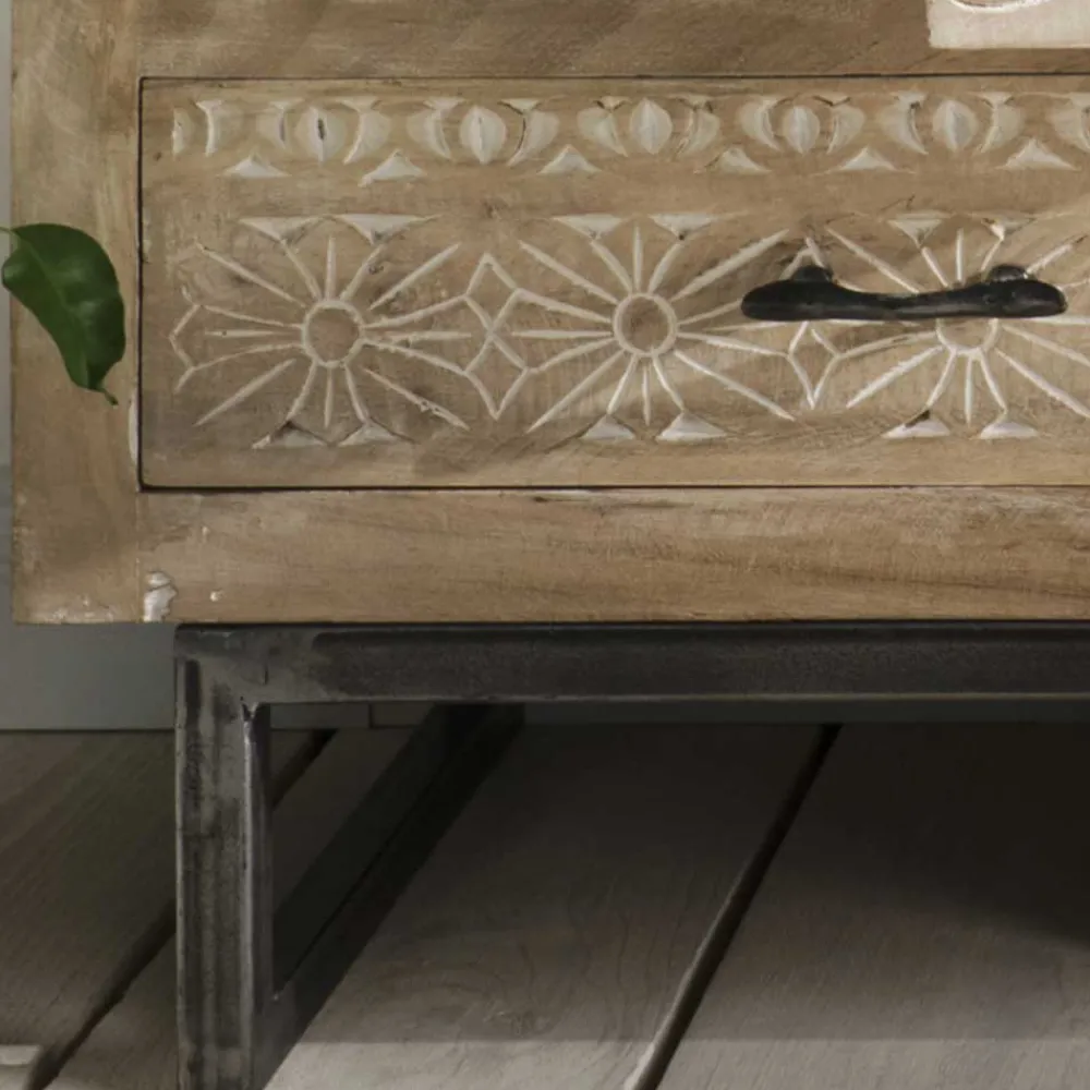 Wohnen 110x91x37 Recyclingholz Kommode mit 14 Schubladen - Emirello