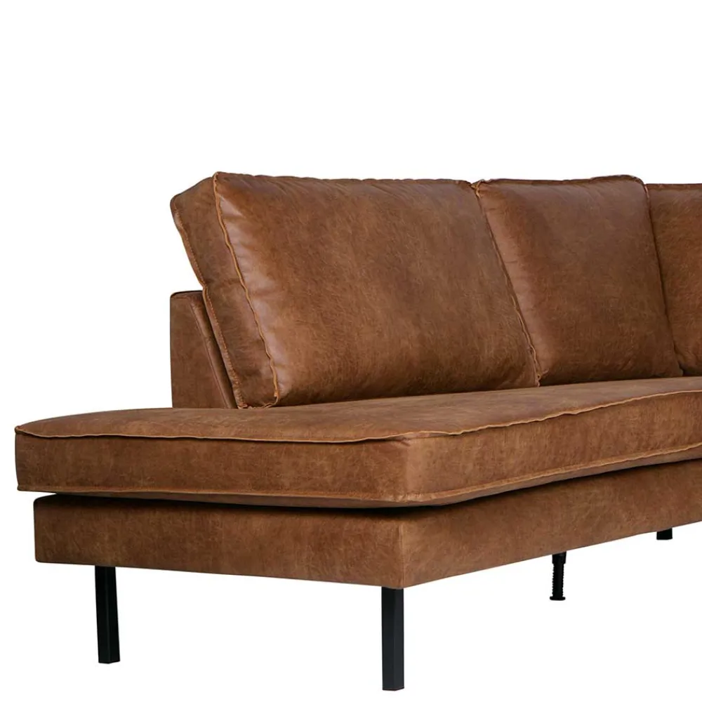 Wohnen 266x85x213 Recyclingleder Ecksofa in Cognac Braun - Huropa