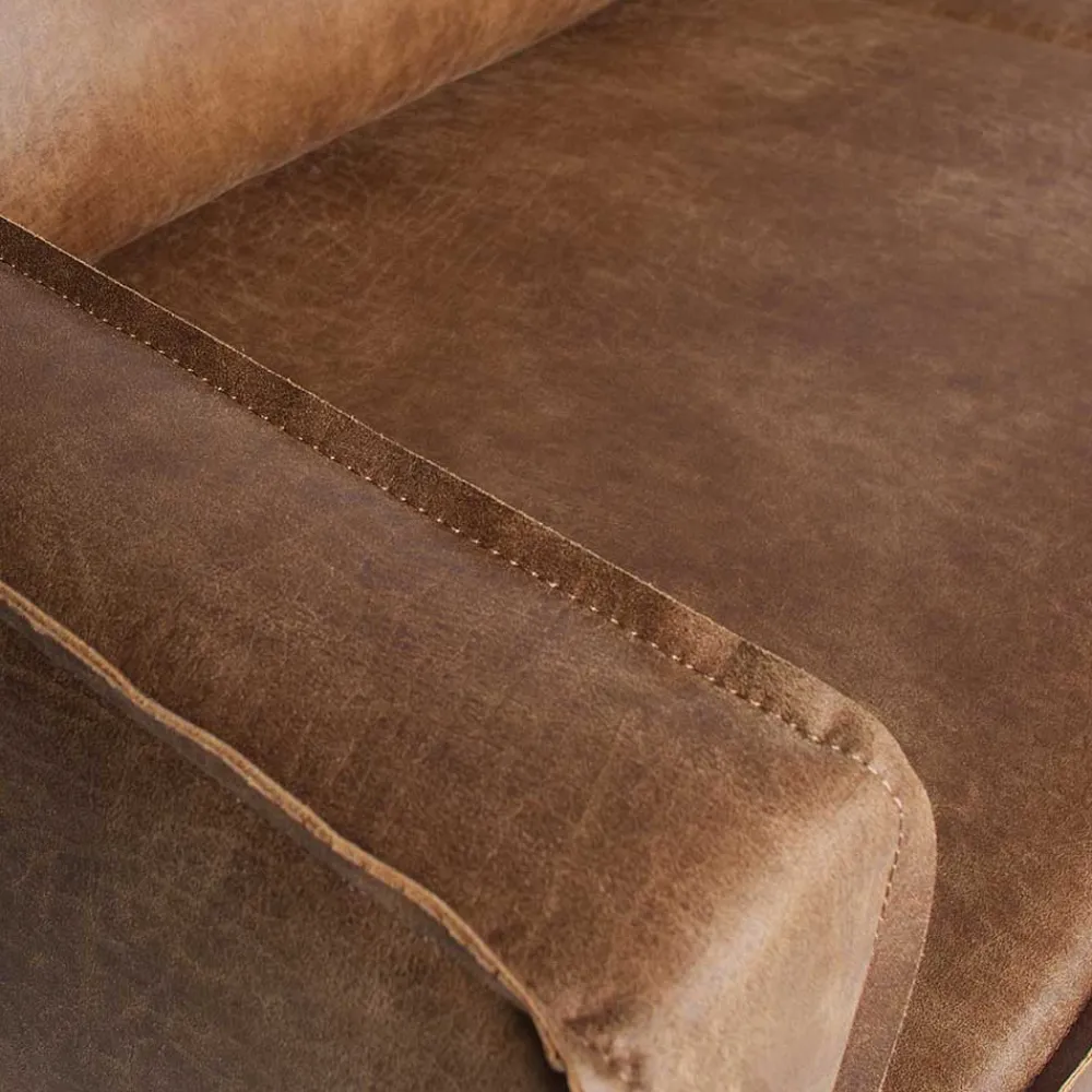 Wohnen 266x85x213 Recyclingleder Ecksofa in Cognac Braun - Huropa
