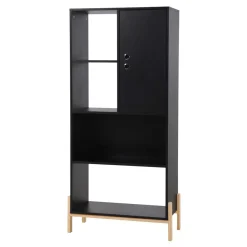 Wohnen Esszimmerregale|Regale*73x154x44 Regal in Schwarz & Pinie - Montpa