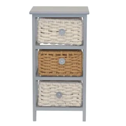 Wohnen 30x58x25 Regal mit 3 Körben aus Geflecht - Nasco