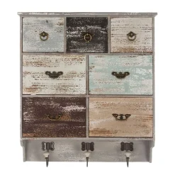 Wohnen Esszimmerregale|Regale*58x69x15 Regal mit 7 Schubladen & 3 Haken - Jaypur