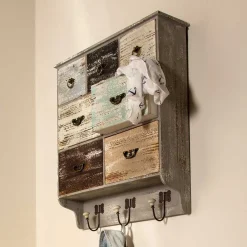 Wohnen Esszimmerregale|Regale*58x69x15 Regal mit 7 Schubladen & 3 Haken - Jaypur