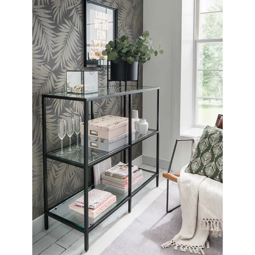 Wohnen 100x93x36 Regal mit drei - Glasablagen