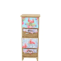 Wohnen Rattanmöbel|Nachttische*30x74x30 Regal mit Schubkästen & Körben - Scando