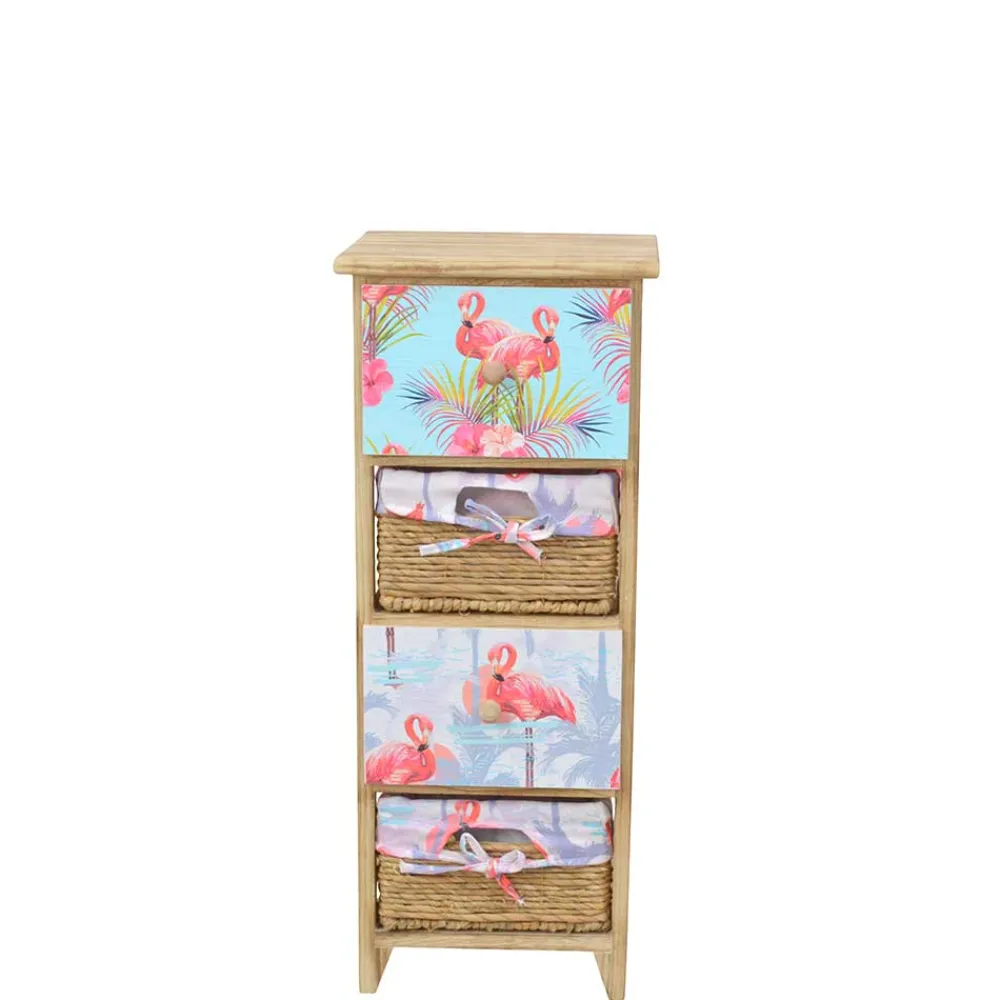 Wohnen Rattanmöbel|Nachttische*30x74x30 Regal mit Schubkästen & Körben - Scando