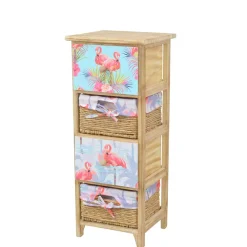 Wohnen Rattanmöbel|Nachttische*30x74x30 Regal mit Schubkästen & Körben - Scando