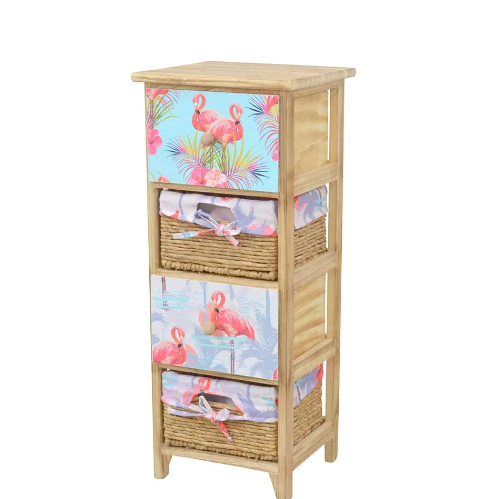 Wohnen Rattanmöbel|Nachttische*30x74x30 Regal mit Schubkästen & Körben - Scando