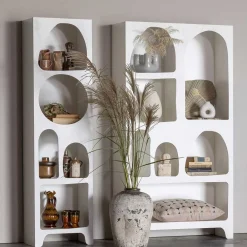 Wohnen Wohnzimmer-Regale|Retro Möbel*95x180x32 Retro Design Regal in Weiß - Tom