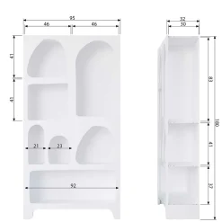 Wohnen Wohnzimmer-Regale|Retro Möbel*95x180x32 Retro Design Regal in Weiß - Tom