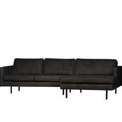 Wohnen Retro Möbel|Sofas*300x85x155 Retro Eckcouch in Schwarz - Avonita
