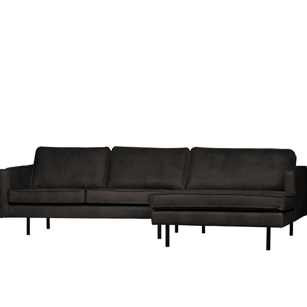Wohnen Retro Möbel|Sofas*300x85x155 Retro Eckcouch in Schwarz - Avonita