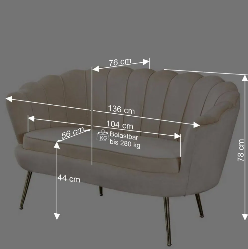 Wohnen Retro Möbel|Sofas*136x78x76 Retro Sofa im Muschel Design - Abboras