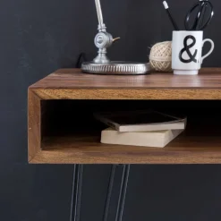 Wohnen 110x76x60 Retrodesign Schreibtisch aus Sheesham Holz - Seriacus