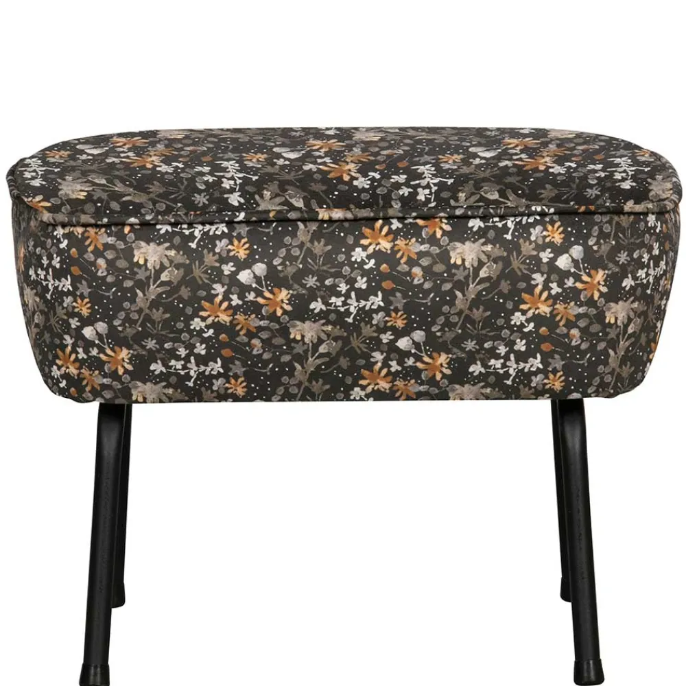 Wohnen 55x40x46 Retrohocker mit Samt Blumen Muster - Esdrega