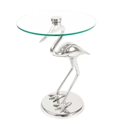 Wohnen 40x58x40 runder Glas Tisch mit Vogel Säulenfuß - Prasido