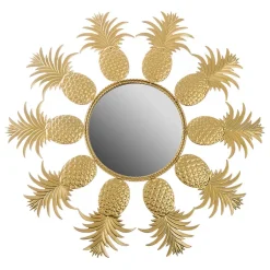 Wohnen Spiegel|Flurspiegel*50x50x2 Runder Spiegel mit Ananas Design Rahmen - Estebal