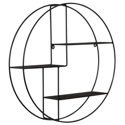 Wohnen 50x50x12 Rundes Wandregal in Schwarz - Anatana