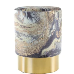 Wohnen 35x46x35 Samt Hocker mit Muster Hellblau - Crash