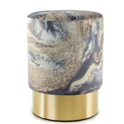 Wohnen 35x46x35 Samt Hocker mit Muster Hellblau - Crash