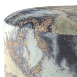 Wohnen 35x46x35 Samt Hocker mit Muster Hellblau - Crash