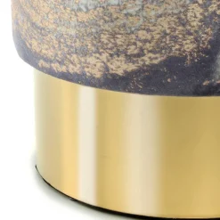 Wohnen 35x46x35 Samt Hocker mit Muster Hellblau - Crash