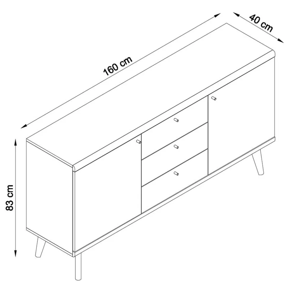 Wohnen 160x83x40 Scandi Anrichte zweifarbig - Cablos