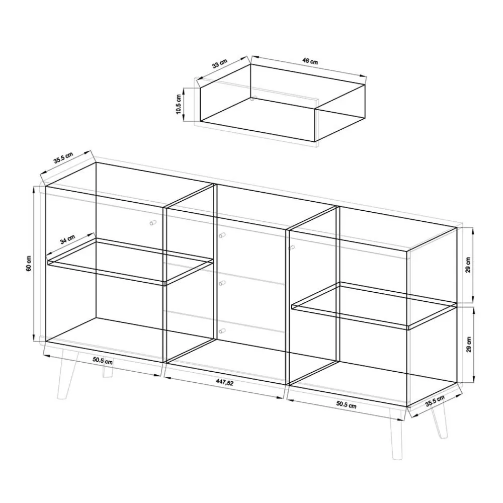 Wohnen 160x83x40 Scandi Anrichte zweifarbig - Cablos