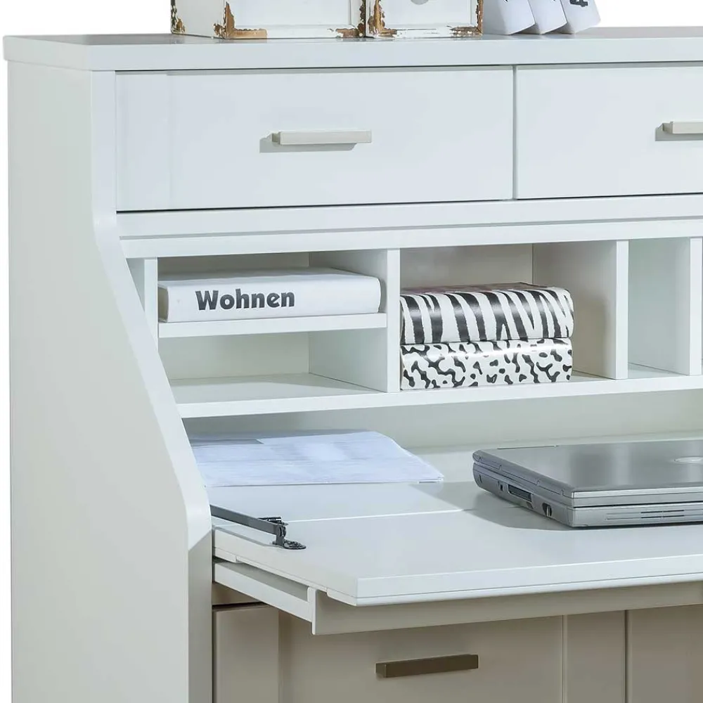 Wohnen 85x117x44 Scandi Chic Sekretär in Weiß - Pray