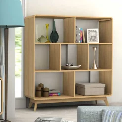 Wohnen Skandinavische Möbel|Wohnzimmer-Regale*122x126x29 Scandi Standregal in Natur - Jendren