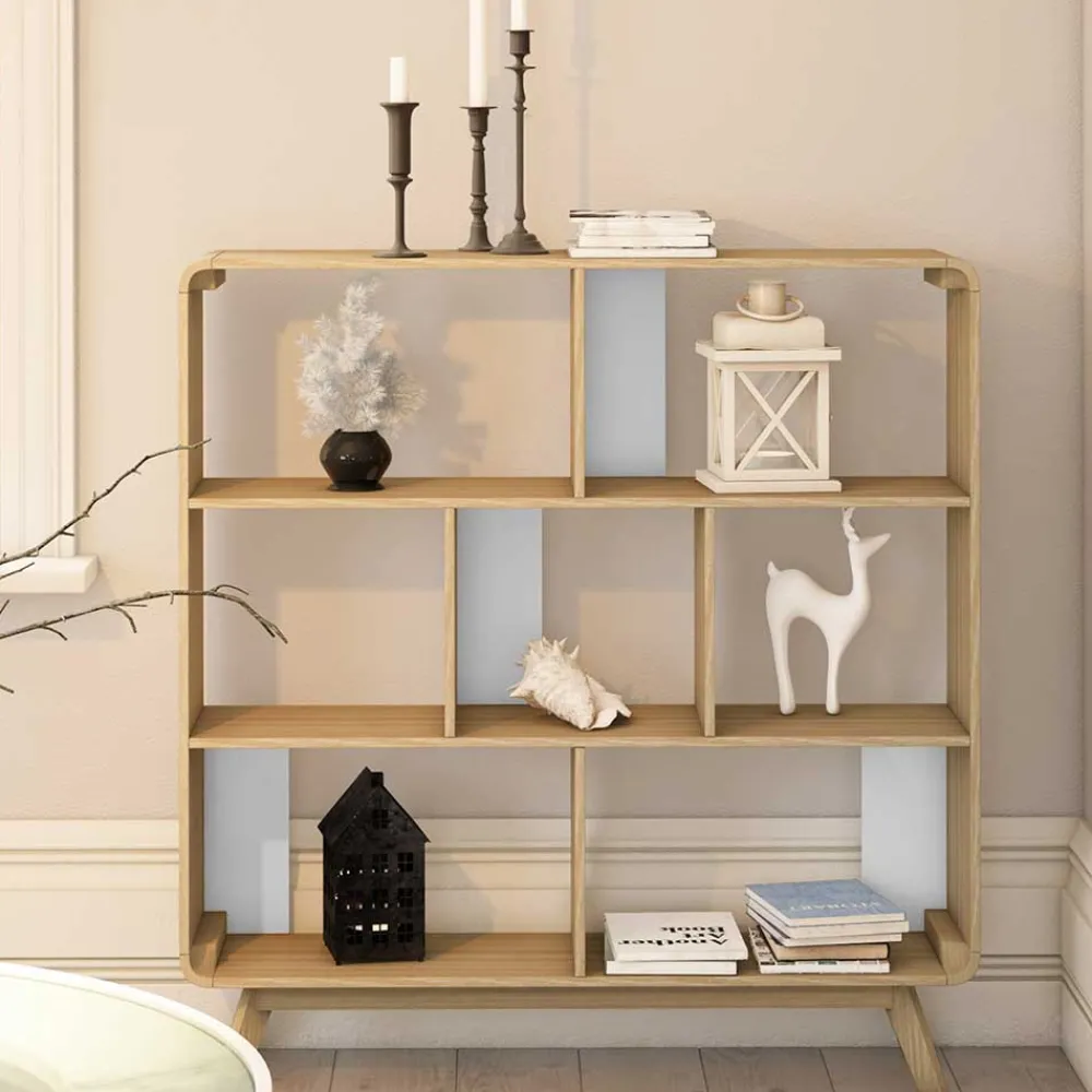 Wohnen Skandinavische Möbel|Wohnzimmer-Regale*122x126x29 Scandi Standregal in Natur - Jendren