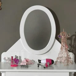 Kinder Wohnen 70x140x40 Schminkkonsole mit Spiegel & Schublade - Zimventa