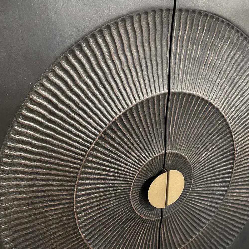 Wohnen Designermöbel|Esszimmer-Vitrinen*100x190x42 Schrank in Schwarz mit Messing - Alkatar