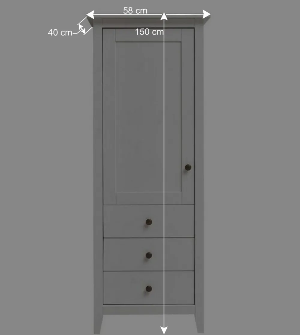 Wohnen 58x150x40 Schrank mit Tür und drei Schubladen - Astinion
