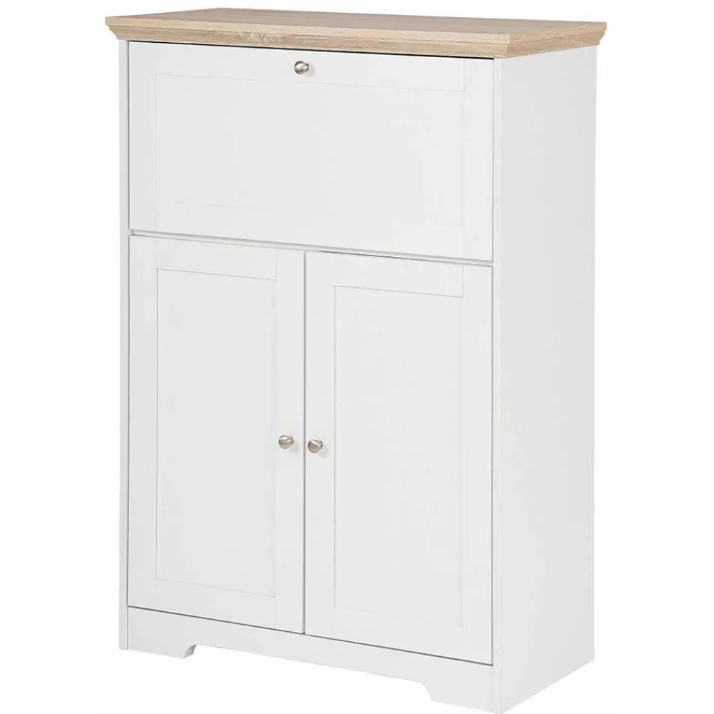 Wohnen 81x116x39 Schreibschrank Sekretär in Weiß - Akedra