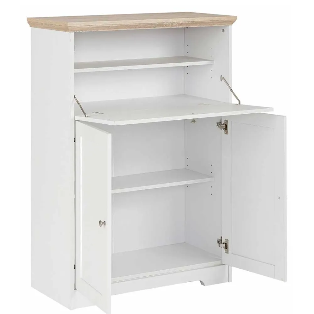 Wohnen 81x116x39 Schreibschrank Sekretär in Weiß - Akedra