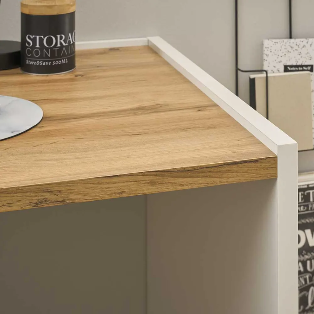 Wohnen 143x77x63 Schreibtisch in Wildeiche NB & Weiß - Nonessia