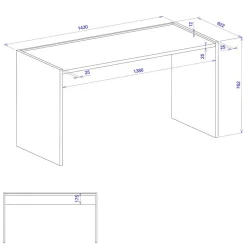 Wohnen 143x77x63 Schreibtisch in Wildeiche NB & Weiß - Nonessia