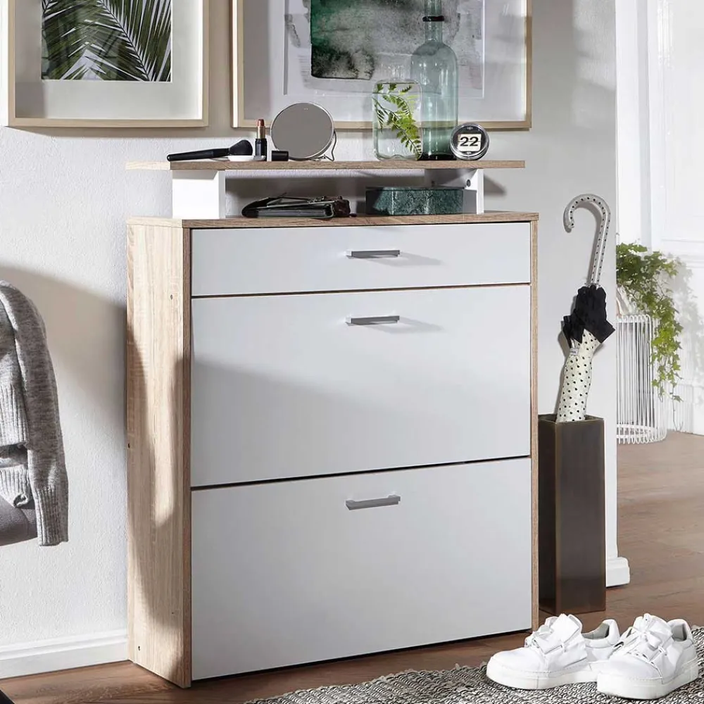 Wohnen Schuhschränke*80x95x24 Schuhkommode mit zwei Klappen & Schublade - Crimera