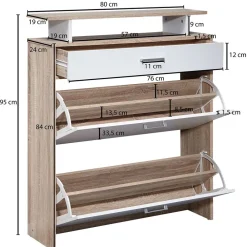 Wohnen Schuhschränke*80x95x24 Schuhkommode mit zwei Klappen & Schublade - Crimera